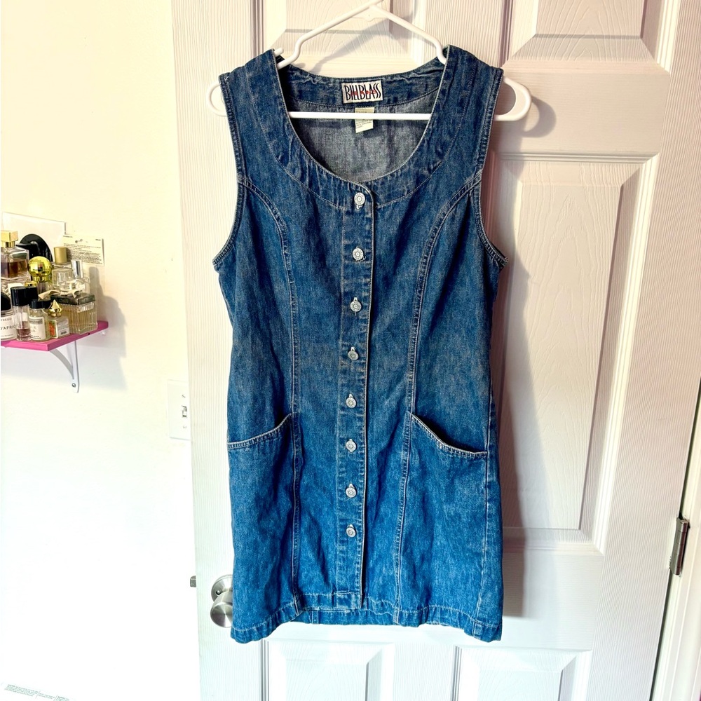 Billblass 90s Denim Button-Down Sleeveless Dress